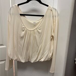 Anthropologie Cream Long Sleeve Blouse